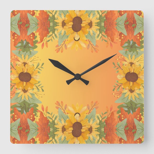 Pumpkin Gewürz Herbst Ernte Erntedank Din Quadratische Wanduhr (Vorderseite)