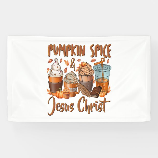 Pumpkin Gewürz Jesus Christus Banner (Horizontal)