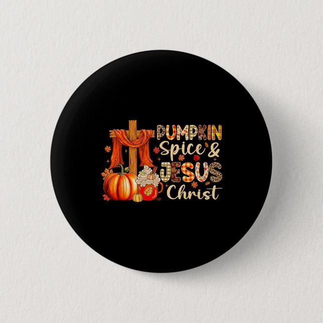 Pumpkin Gewürz Jesus Christus Erntedank Herbstfall Button (Vorderseite)
