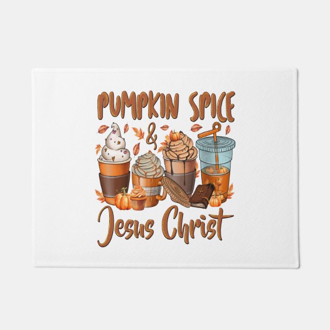 Pumpkin Gewürz Jesus Christus Fußmatte (Vorderseite)