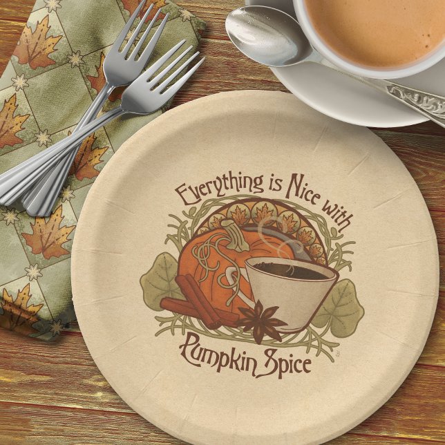 Pumpkin Gewürz-Kaffee-Party Teller (Pumpkin Spice Coffee Party Plates-Shown with the Coordinating Cloth Napkins from the Collection.)