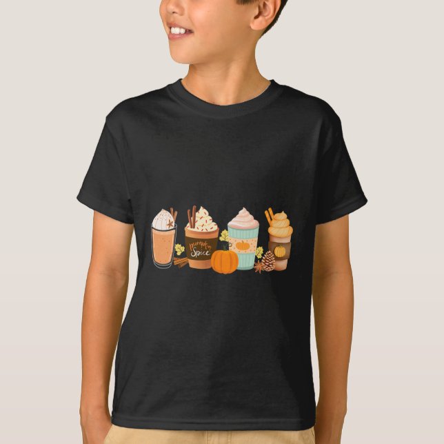 Pumpkin Gewürz Latte Drinks Fall Kaffeeletten T-Shirt (Vorderseite)