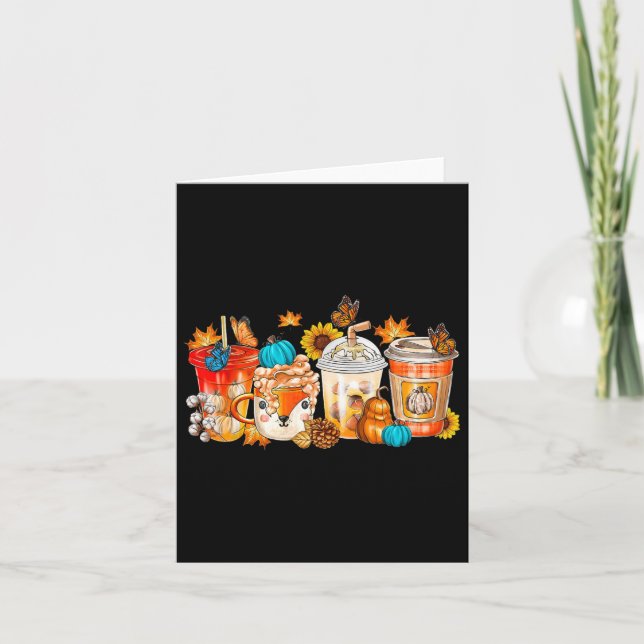 Pumpkin Gewürz Latte Fall Gemütlicher Kaffee Retro Karte (Vorderseite)