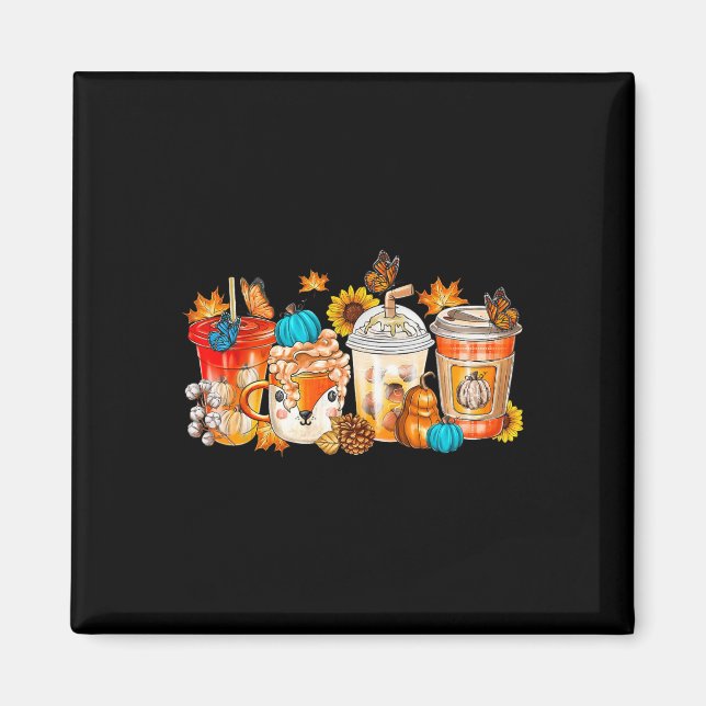 Pumpkin Gewürz Latte Fall Gemütlicher Kaffee Retro Magnet (Vorne)