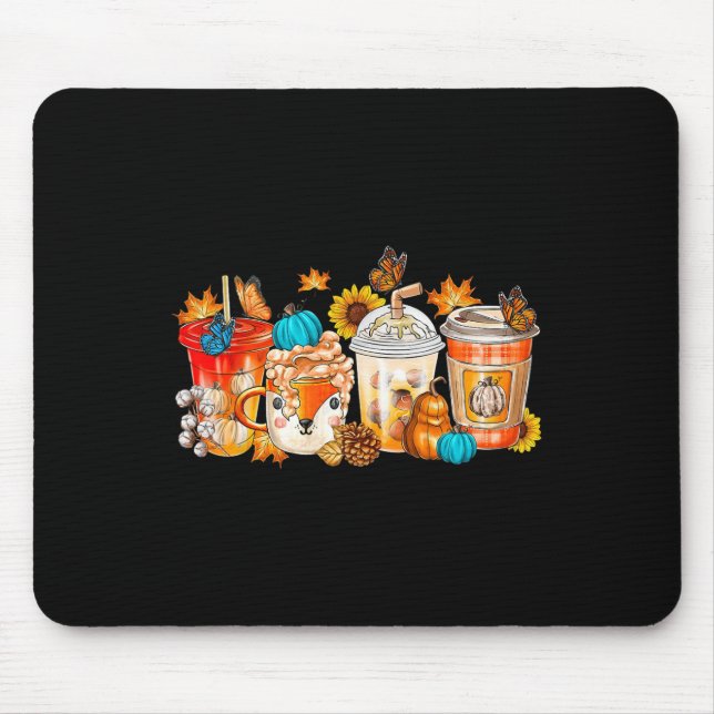 Pumpkin Gewürz Latte Fall Gemütlicher Kaffee Retro Mousepad (Vorne)