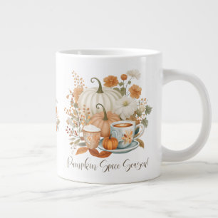 Pumpkin Gewürz Latte Fall Leaf Floral Jumbo-Tasse