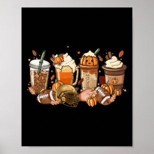 Pumpkin Gewürz Latte Footbyll Jahreszeit Halloween Poster