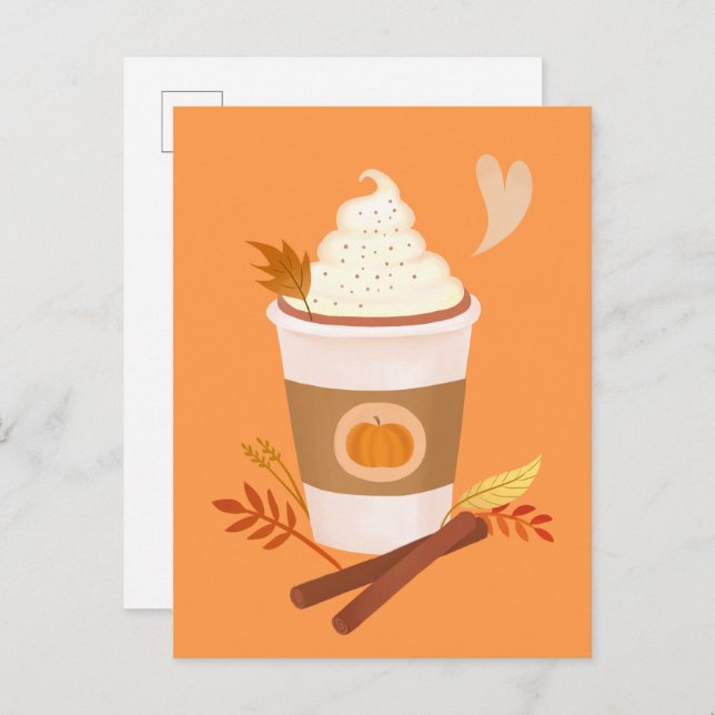 Pumpkin Gewürz Latte Orange Postkarte (Vorne/Hinten)