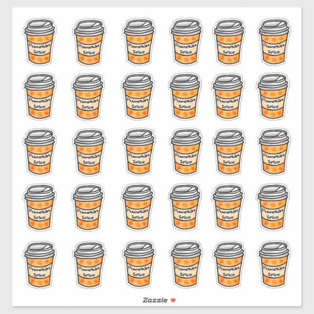Pumpkin Gewürz Latte Set von Stickern Aufkleber (Blatt)