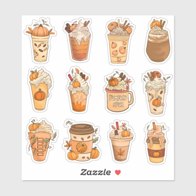 Pumpkin Gewürz Latte Stickers Pack Aufkleber (Blatt)