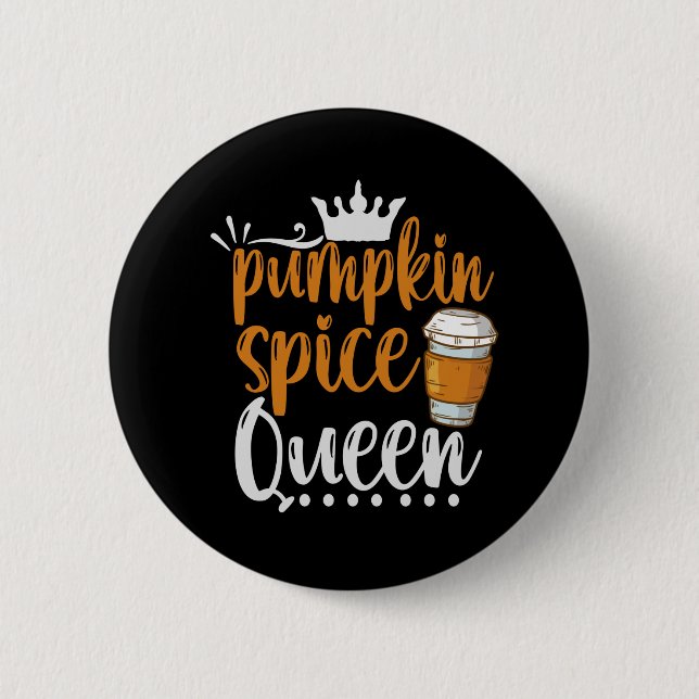 Pumpkin Gewürz Queen Funny Erntedank fallen Gesche Button (Vorderseite)