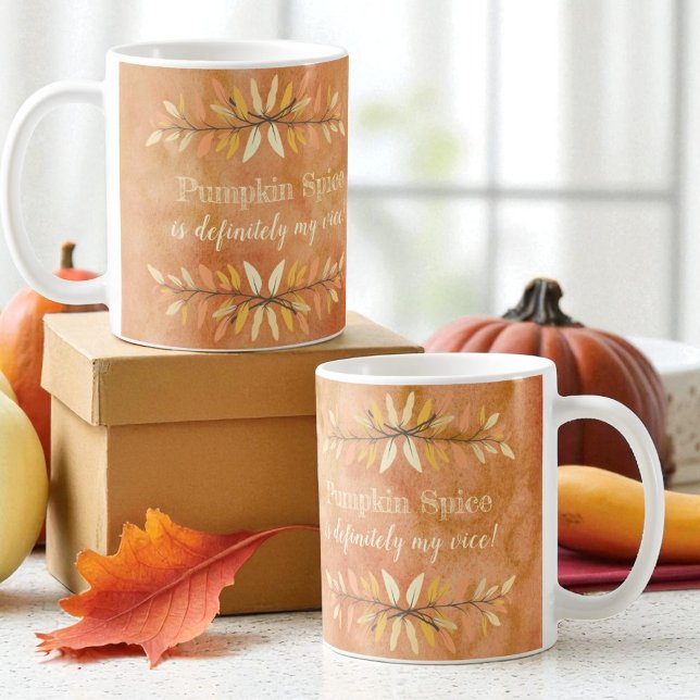Pumpkin Gewürz Saisonwoche stellvertretende Herbst Kaffeetasse (Ceramic mug design viewed on both sides of the handle)