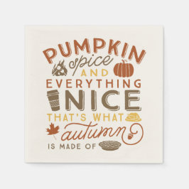 Pumpkin Gewürz Typografische Herbstcocktail Napkin Serviette