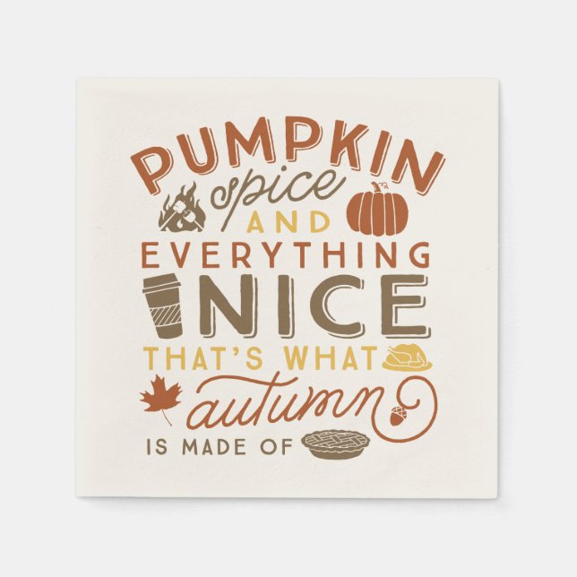 Pumpkin Gewürz Typografische Herbstcocktail Napkin Serviette (Vorderseite)
