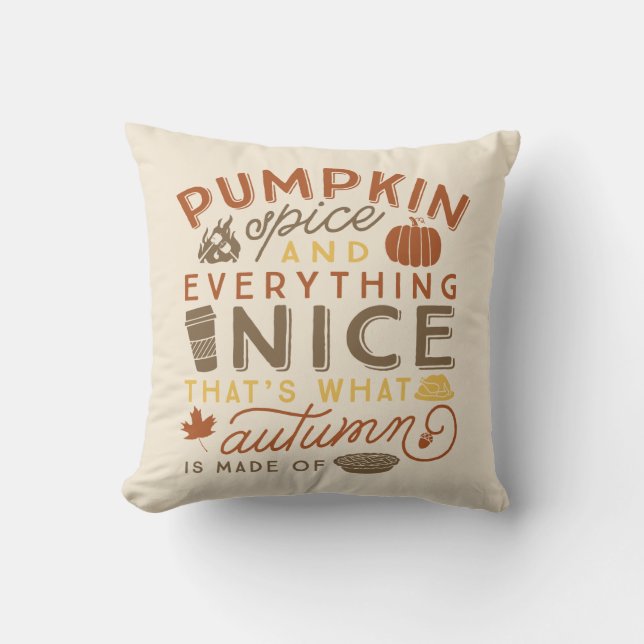 Pumpkin Gewürz Typografisches Herbstwirbelkissen Kissen (Vorderseite)