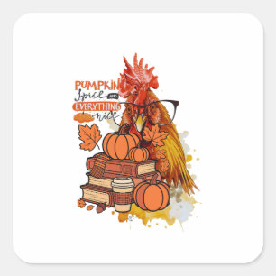 Pumpkin Gewürz und alles Nizza Fall Hühnchen Vib Quadratischer Aufkleber
