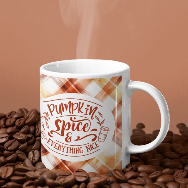 Pumpkin Gewürz und alles Nizza Fall Kariert Kaffeetasse (Pumpkin Spice and Everything Nice Fall Plaid Coffee Mug)