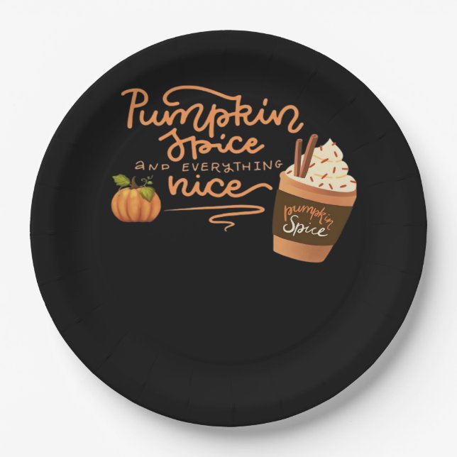 Pumpkin Gewürz und alles Nizza Fall Kunst mit PL Pappteller (Vorderseite)