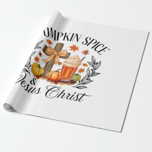 Pumpkin Gewürz und Jesus Christus Cross Pumpkin Ch Geschenkpapier
