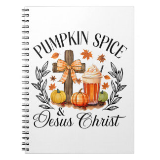Pumpkin Gewürz und Jesus Christus Cross Pumpkin Ch Notizblock