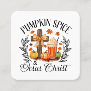 Pumpkin Gewürz und Jesus Christus Cross Pumpkin Ch Quadratische Visitenkarte