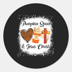 Pumpkin Gewürz und Jesus Christus Leopard Herzschl Runder Aufkleber