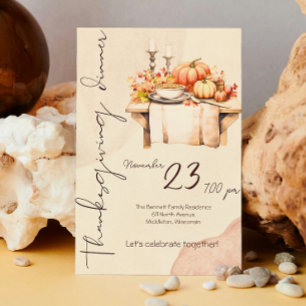 Pumpkin Gewürz Wassercolour Boho Erntedank Dinner Einladung