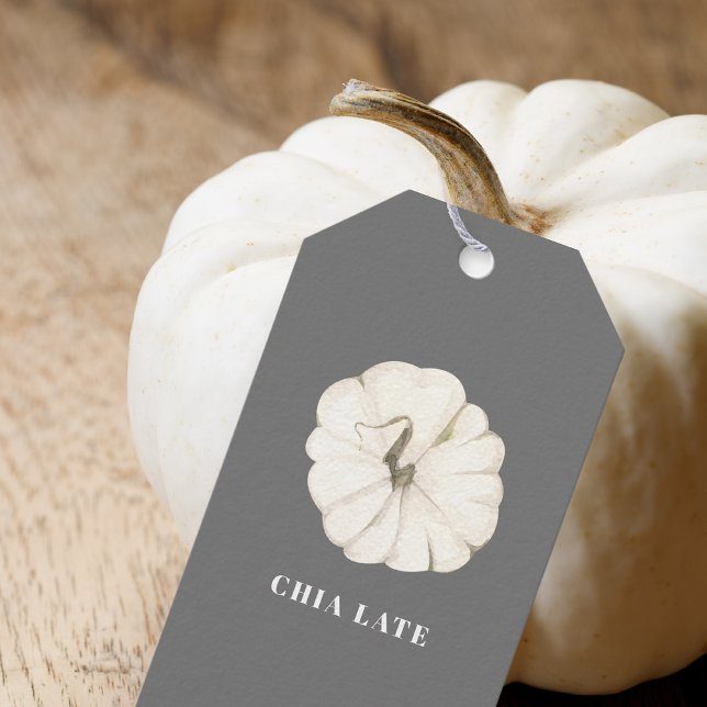 Pumpkin Gewürz Wasserfarbe Weiß & Grau Chia Latte Geschenkanhänger (Von Creator hochgeladen)