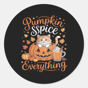 Pumpkin Gewürze alles Katze Lover Niedlich Herbst Runder Aufkleber