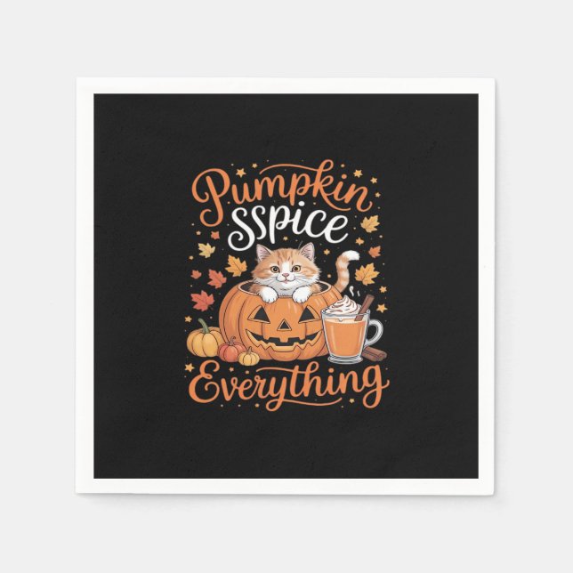 Pumpkin Gewürze alles Katze Lover Niedlich Herbst  Serviette (Vorderseite)