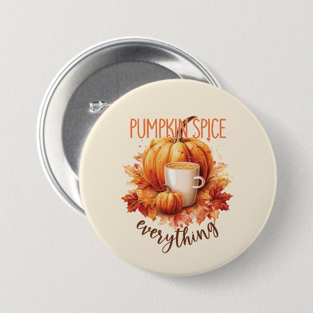 Pumpkin Gewürze alles - Latte & Herbstblätter Button (Vorne & Hinten)