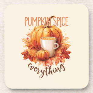 Pumpkin Gewürze alles - Latte & Herbstblätter Getränkeuntersetzer