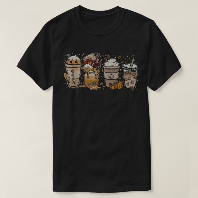 Pumpkin Gewürzkaffee Latte Herbst Herbstsaison 814 T-Shirt (Design vorne)