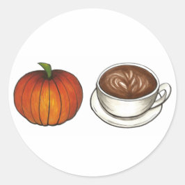 Pumpkin Gewürzkaffee Latte Herbsternte Ernte Runder Aufkleber