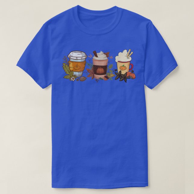 Pumpkin Gewürzkaffee Latte Herbstlaub Herbstsaison T-Shirt (Design vorne)
