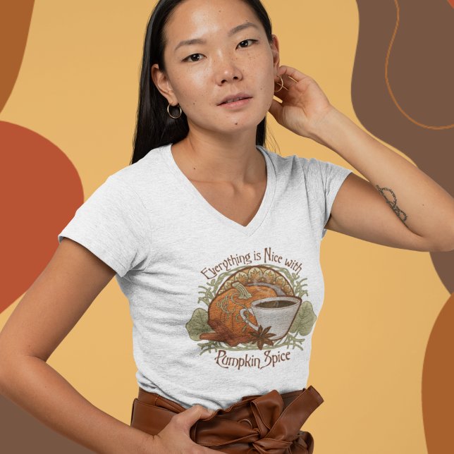 Pumpkin-Gewürzkaffee T-Shirt (Pumpkin Spice Coffee T-shirt - Vintage Style and Art Nouveau Inspired Design)