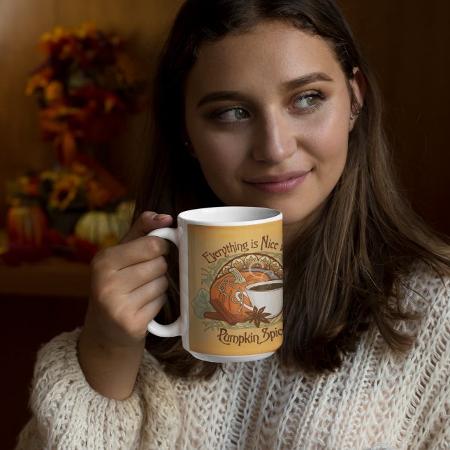 Pumpkin Gewürzkaffee Tasse Herbst Gold Hintergrund (Pumpkin Spice Coffee Mug Autumn Gold Background - 15 oz mug)