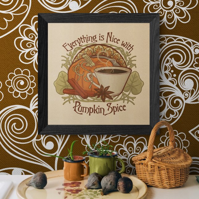 Pumpkin Gewürzkaffee Vintage Jugendstil Inspiriert Poster (Pumpkin Spice Coffee Vintage Art Nouveau Inspired Poster)