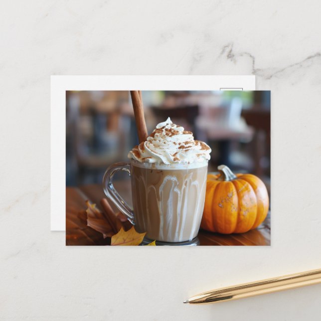 Pumpkin GewürzLatte, Postüberquerung Postkarte (Vorderseite/Rückseite Beispiel)