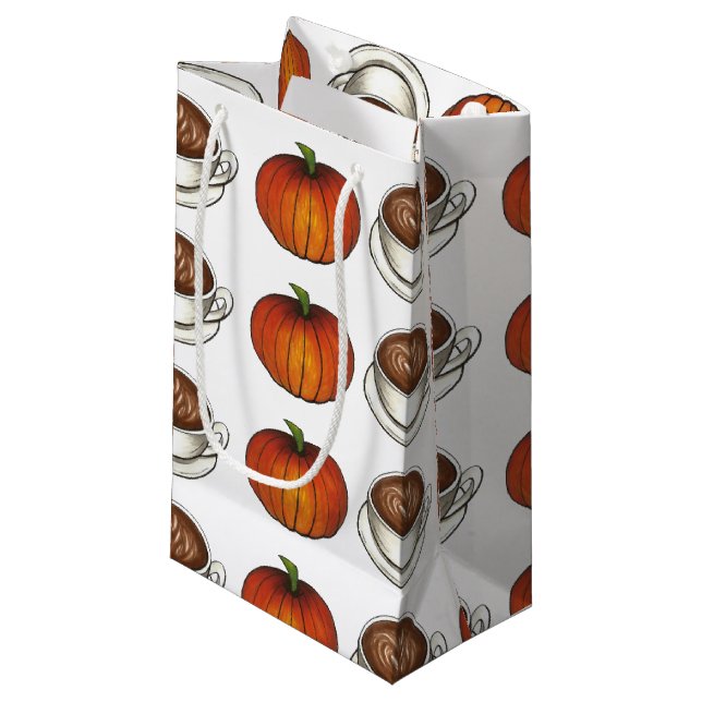 Pumpkin Gewürzsaison Kaffee Latte Herbst Herbst Kleine Geschenktüte (Vorderseite Schrägansicht)