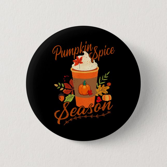Pumpkin Gewürzsaison Latte Fall Saison Frauen Kind Button (Vorderseite)