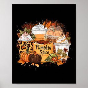 Pumpkin Gewürzsaison Latte Kaffee Lover Fall Danke Poster