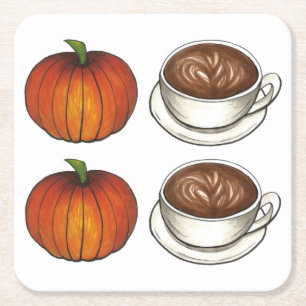 Pumpkin Gewürzsaison Orange Herbst Kaffee Rechteckiger Pappuntersetzer