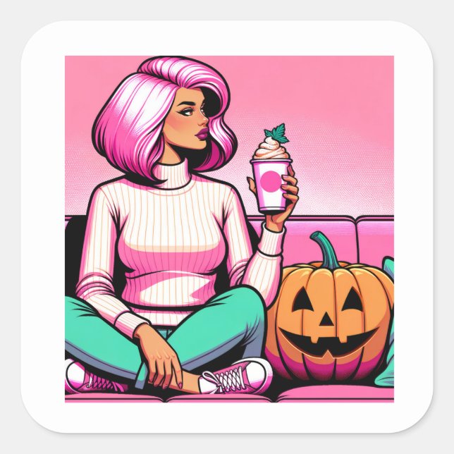Pumpkin Gewürzsaison Pop Art Stickers (Vorderseite)