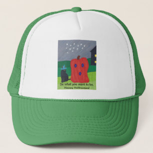 Pumpkin Ghost und Wizard Cat Halloween Hats Truckerkappe