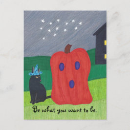 Pumpkin Ghost und Wizard Cat Halloween Postkarten