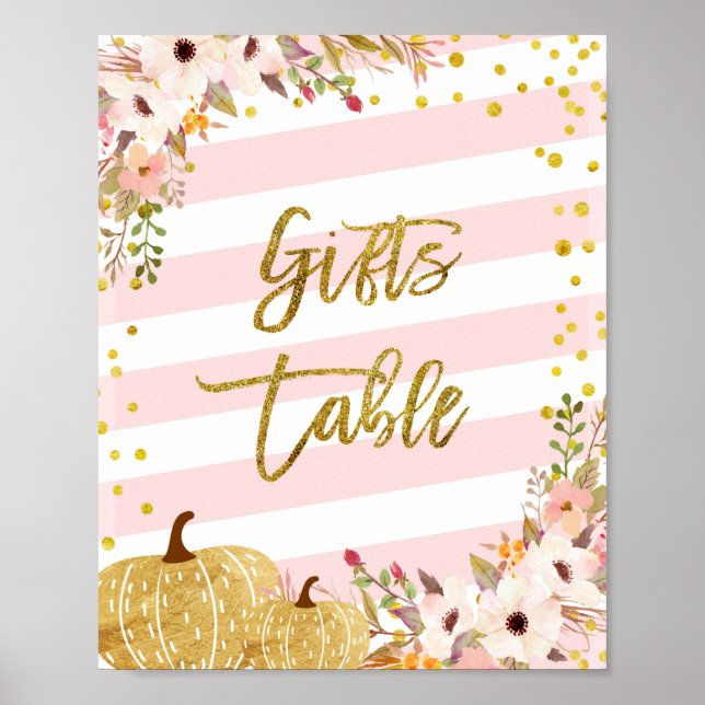 Pumpkin Gift Table Sign Poster (Vorne)