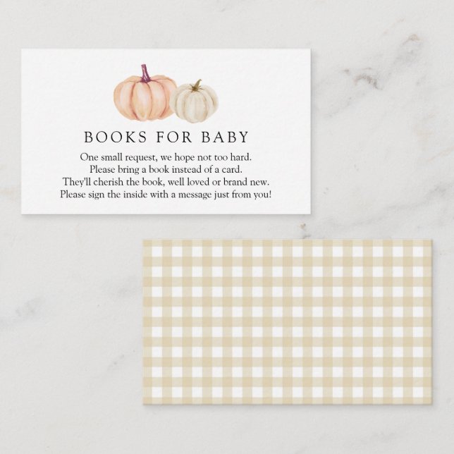 Pumpkin Gingham Books für die Babyverpackung Begleitkarte (Vorne/Hinten)