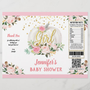 Pumpkin Girl Baby Shower Chip Bag Wrapper Flyer