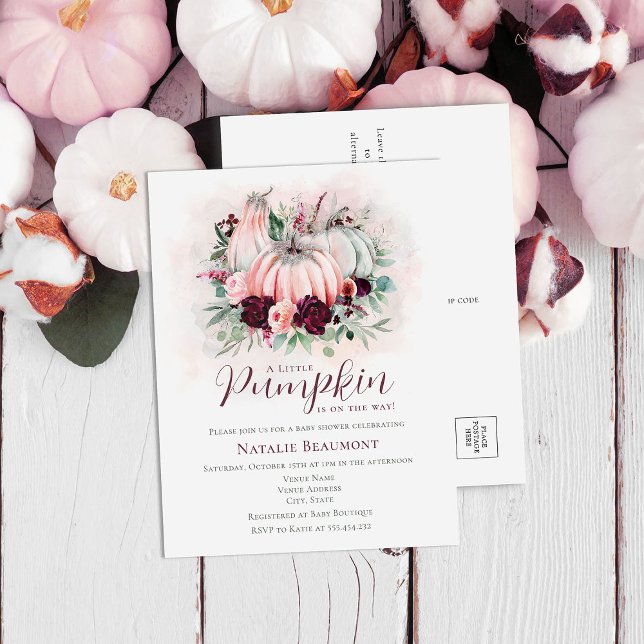 Pumpkin Girl Baby Shower Einladungspostkarte (Von Creator hochgeladen)